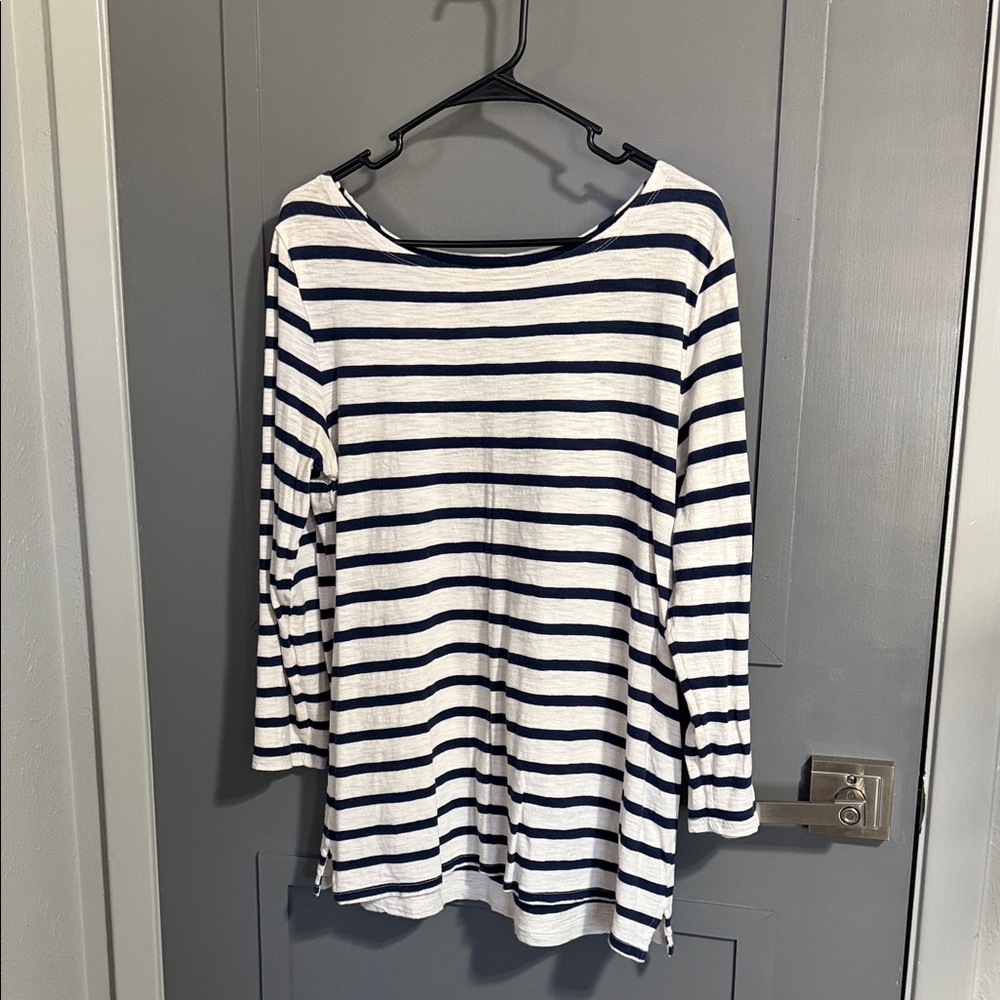 Old Navy Navy and White Striped Long Sleeve Top